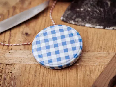 Gläser-Deckel blau-weiß | 10 Stück