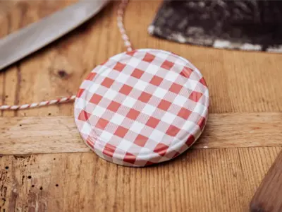 Gläser-Deckel rot-weiß | 10 Stück