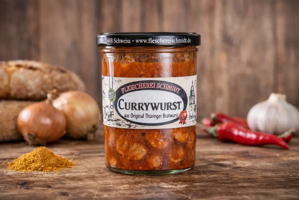 Currywurst aus Thüringer Bratwurst
